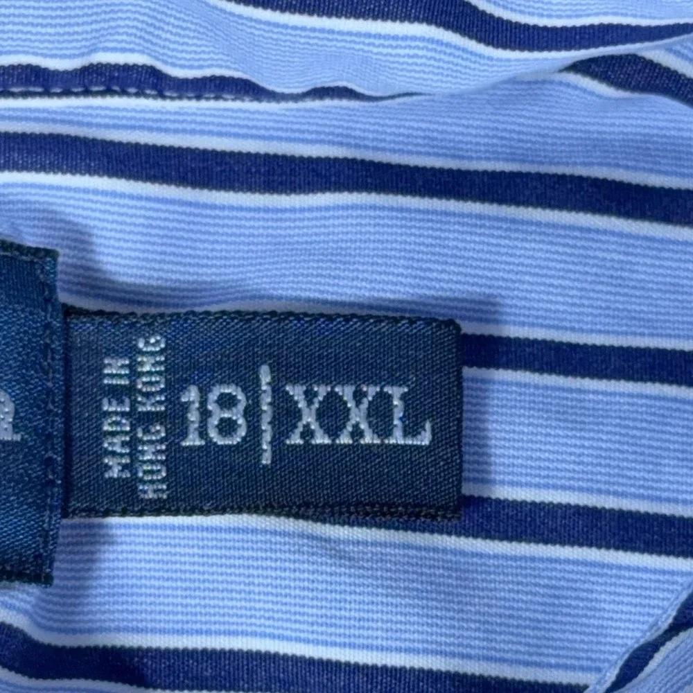 Ralph Lauren Mens XXL Classic Fit Blue Striped Button Down Shirt Long Sleeve 18